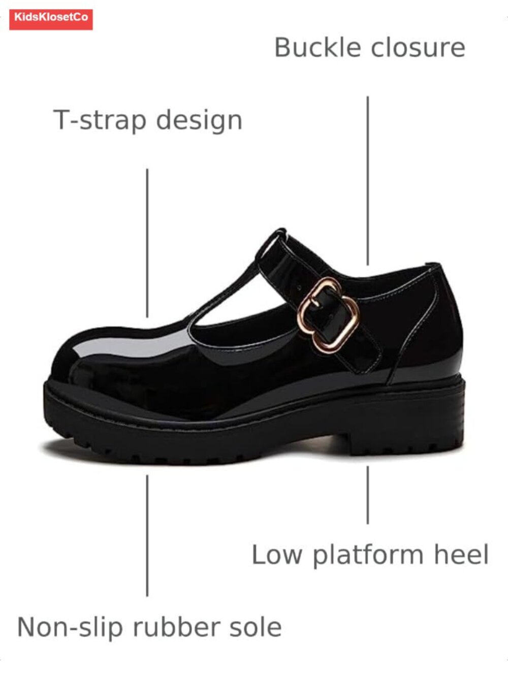 Girls Mary Jane T-Strap Platform Loafer Dress Shoes - Picture 2 of 6